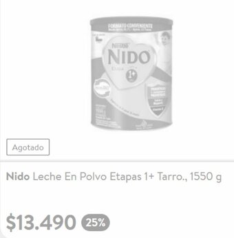 Lider Nido Leche En Polvo Etapas 1+ Tarro 1550g oferta