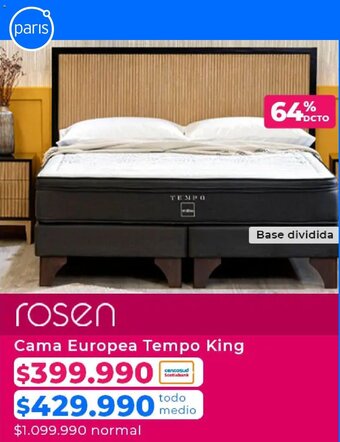 Paris rosen Cama Europea Tempo King oferta