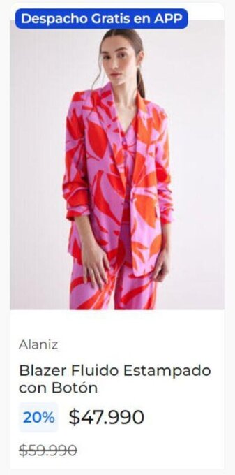 Paris Alaniz Blazer Fluido Estampado con Botón oferta