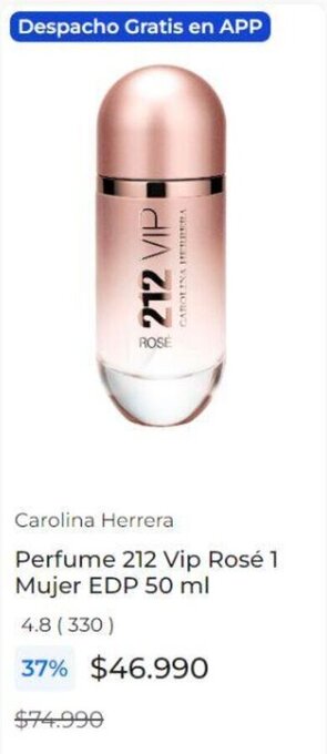 Paris Carolina Herrera Perfume 212 Vip Rosé 1 Mujer EDP 50 ml oferta