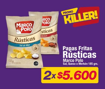 OK Market Papas Fritas Rústicas Marco Polo Sal, Queso o Merkén 185 grs. x 2 oferta
