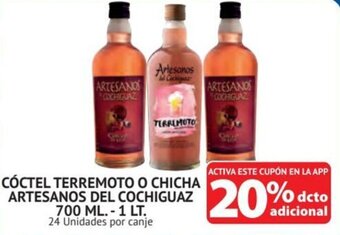 CÓCTEL TERREMOTO O CHICHA ARTESANOS DEL COCHIGUAZ 700 ML.-1 LT. 24 Unidades por canje