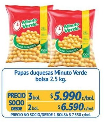 Papas duquesas Minuto Verde bolsa 2.5 kg. x 3 bol.