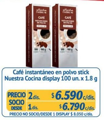 Alvi Café instantáneo en polvo stick Nuestra Cocina display 100 un. x 1.8 g x 2 dis. oferta