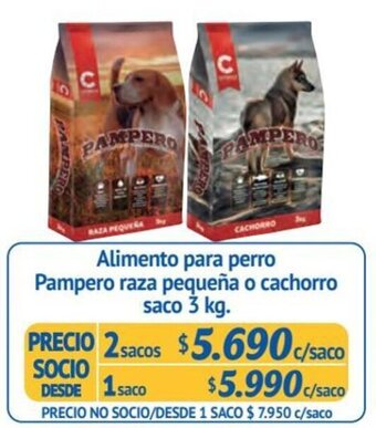 Alvi Alimento para perro Pampero raza pequeña o cachorro saco 3 kg. x 2 sacos oferta