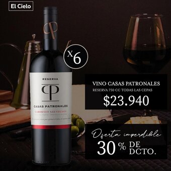 VINO CASAS PATRONALES RESERVA 750 CC TODAS LAS CEPAS X 6