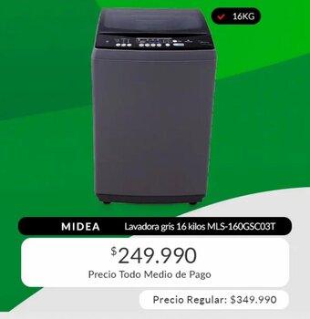 Tottus MIDEA Lavadora gris 16 kilos MLS-160GSC03T oferta