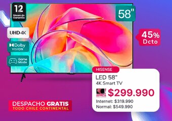 Abcdin HISENSE LED 58" 4K Smart TV oferta