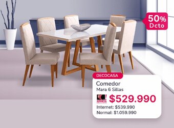 Abcdin DECOCASA Comedor Mara 6 Sillas oferta