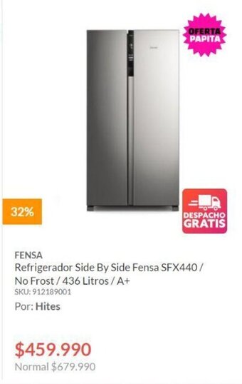 Hites FENSA Refrigerador Side By Side SFX440 / No Frost/436 Litros / A+ oferta