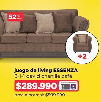 Ripley ESSENZA juego de living 3-1-1 david chenille café oferta