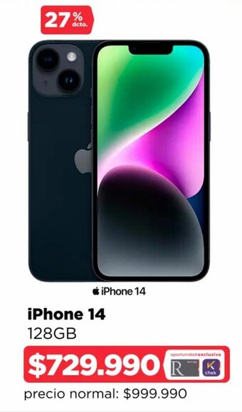 Ripley iPhone 14 128GB oferta