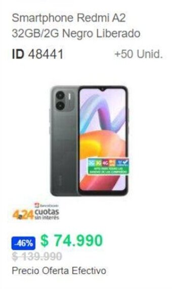 PC Factory Xiaomi Smartphone Redmi A2 32GB / 2G Negro Liberado oferta