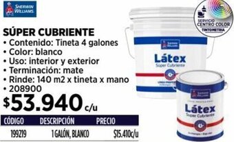 Construmart SÚPER CUBRIENTE Tineta 4 galones oferta