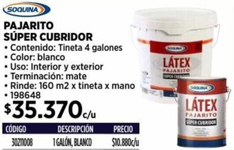 Construmart SOQUINA SÚPER CUBRIDOR Tineta 4 galones oferta