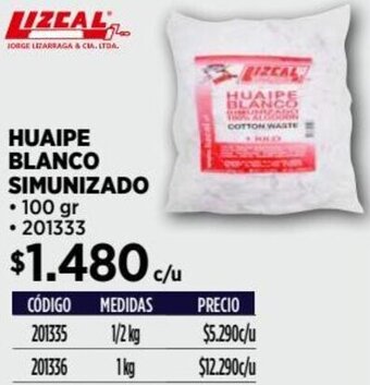 Construmart HUAIPE BLANCO SIMUNIZADO 100gr oferta