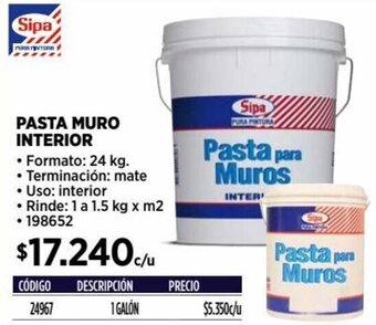 Construmart PASTA MURO INTERIOR 24 kg oferta