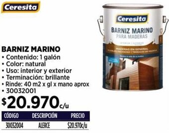 Construmart BARNIZ MARINO 1 galón oferta