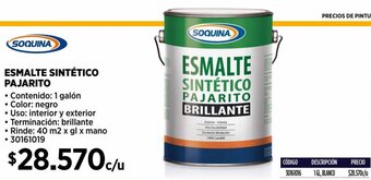 Construmart SOQUINA ESMALTE SINTÉTICO PAJARITO oferta