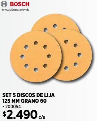 Construmart BOSCH SET 5 DISCOS DE LIJA 125 MM GRANO 60 oferta