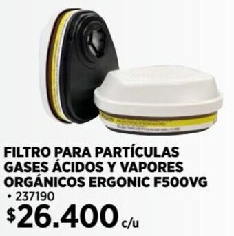 Construmart FILTRO PARA PARTÍCULAS GASES ÁCIDOS Y VAPORES ORGÁNICOS ERGONIC F500VG oferta