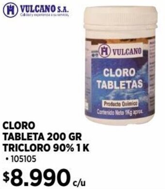 Construmart CLORO TABLETA 200 GR TRICLORO 90% 1 K oferta