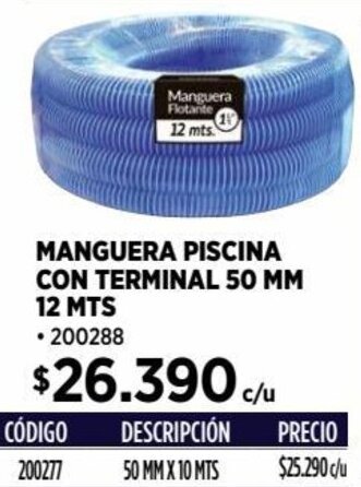 Construmart MANGUERA PISCINA CON TERMINAL 50 MM 12 MTS oferta