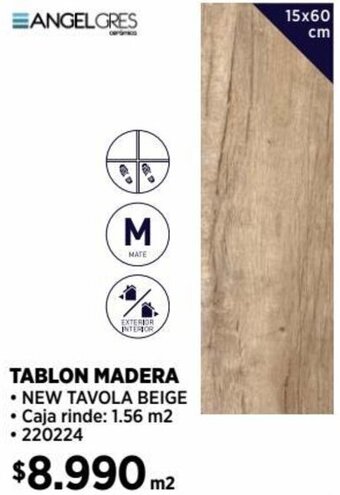 Construmart EANGEL GRES TABLON MADERA 15x60cm oferta