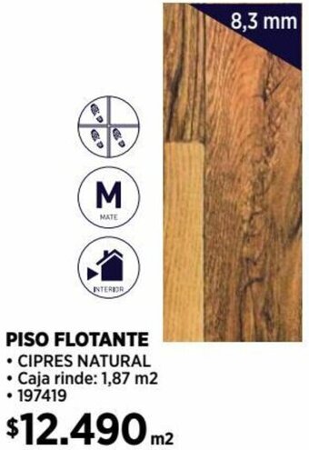 Construmart PISO FLOTANTE CIPRES NATURAL 8,3mm oferta