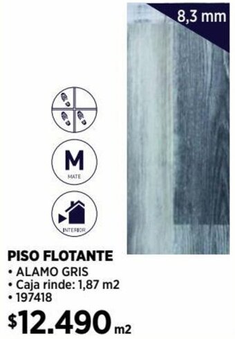 Construmart PISO FLOTANTE ALAMO GRIS 8,3mm oferta