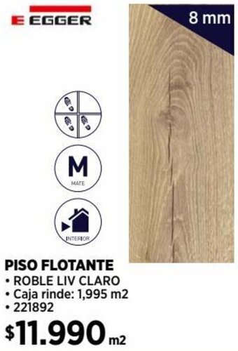 Construmart PISO FLOTANTE ROBLE LIV CLARO 8mm oferta