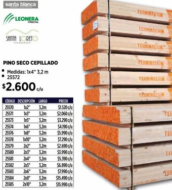 Construmart PINO SECO CEPILLADO 1x4" 3,2 m oferta