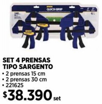 Construmart SET 4 PRENSAS TIPO SARGENTO 2 prensas 15 cm oferta