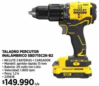 Construmart TALADRO PERCUTOR INALÁMBRICO SBD715C2K-B2 oferta