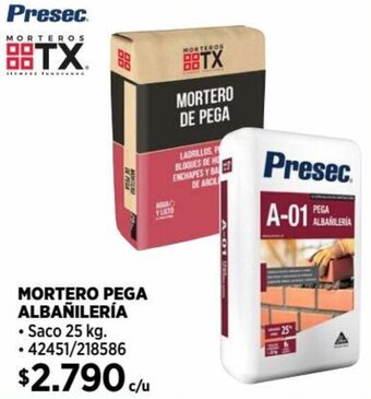 Construmart MORTERO PEGA ALBAÑILERÍA Saco 25 kg. oferta