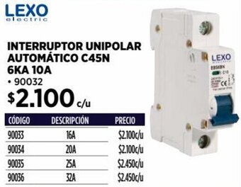 Construmart INTERRUPTOR UNIPOLAR AUTOMÁTICO C45N 6KA 10A oferta