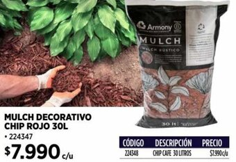 Construmart MULCH DECORATIVO CHIP ROJO 30L oferta