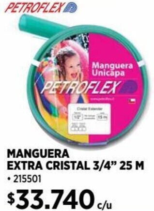 Construmart MANGUERA EXTRA CRISTAL 3/4" 25 M oferta