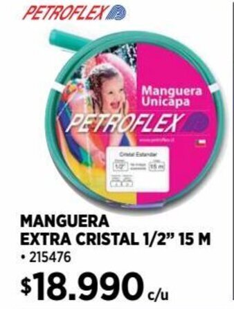 Construmart MANGUERA EXTRA CRISTAL 1/2" 15 M oferta