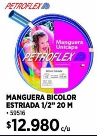 Construmart MANGUERA BICOLOR ESTRIADA 1/2" 20 M oferta