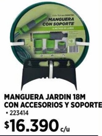 Construmart MANGUERA JARDIN 18M CON ACCESORIOS Y SOPORTE oferta