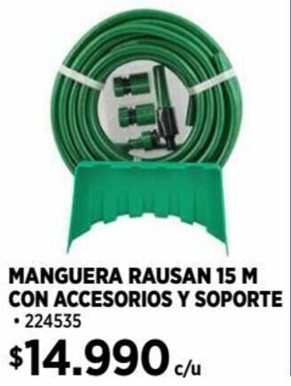 Construmart MANGUERA RAUSAN 15 M CON ACCESORIOS Y SOPORTE oferta