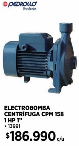 Construmart PEDROLLO ELECTROBOMBA CENTRÍFUGA CPM 158 1 HP 1 oferta