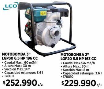 Construmart MOTOBOMBA 3" LGP30 6.5 HP 196 CC oferta