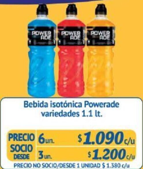 Alvi Bebida isotónica Powerade variedades 1.1 lt x 6un oferta