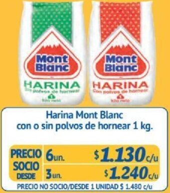 Alvi Harina Mont Blanc con o sin polvos de hornear 1 kg x 6un oferta