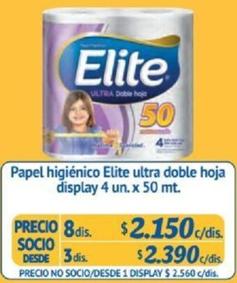 Alvi Papel higiénico Elite ultra doble hoja display 4 un. x 50 mt x 8dis oferta