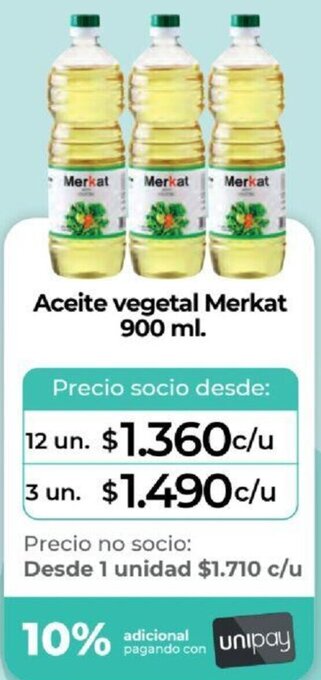 Alvi Aceite vegetal Merkat 900 ml x 12un oferta