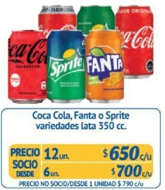 Alvi Coca Cola, Fanta o Sprite variedades lata 350 cc x 12un oferta