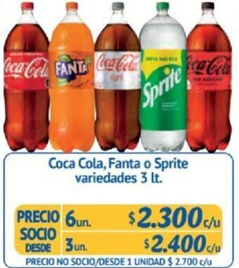 Alvi Coca Cola, Fanta o Sprite variedades 3 lt x 6un oferta